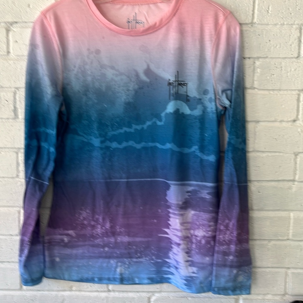 Guy Harvey long sleeve slub knit tee pink/blue/violet Women’s,S/P, sport, beach.